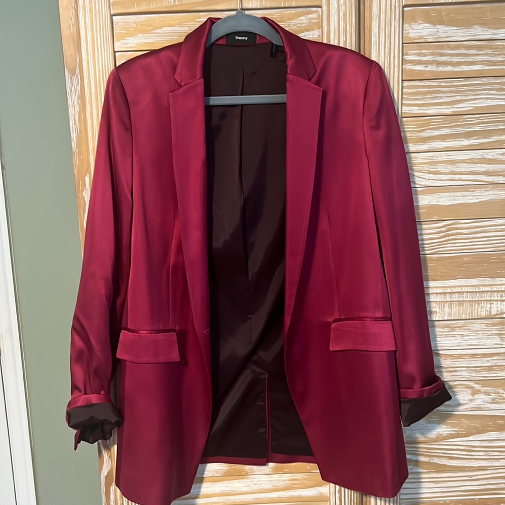 Theory Mulholland Silk Boyfriend Blazer